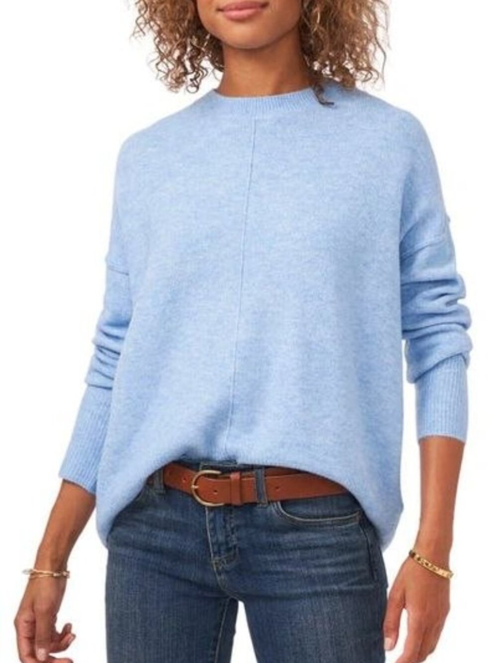 Vince Camuto Center Seam Crewneck Sweater In Blue Heather Size XXL